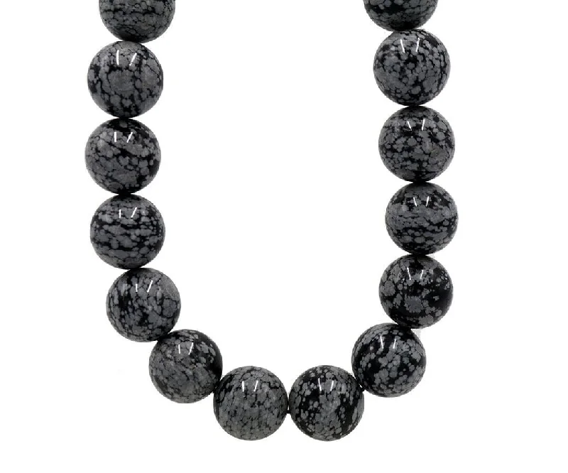 Matte finish necklaces -Tiffany & Co. Snowflake Obsidian Bead Strand Necklace in Sterling W/Pouch