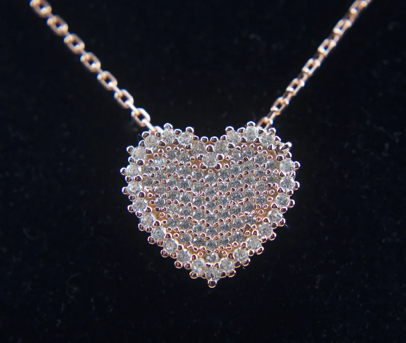 Hope sparkle necklaces -Copper Tone Sterling Silver Chain and Heart Pendant Necklace