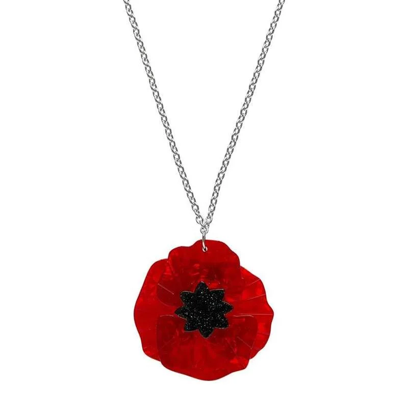 Slim sparkle necklaces -Erstwilder - Poppy Field Pendant Necklace (Red) - Remembrance (2021)