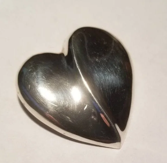 ladies silver brooch moonstone -Sterling Silver Heart Brooch