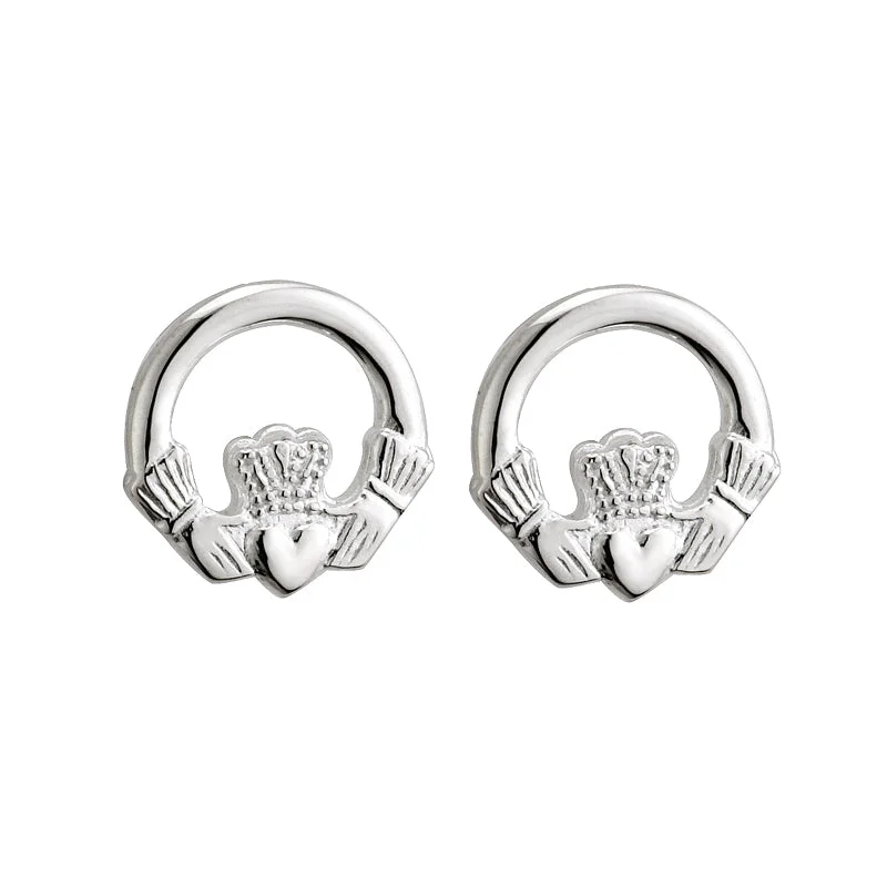 floral cutout earrings for women -Silver Claddagh Earrings