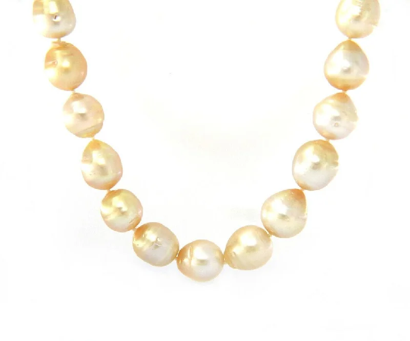 Space-age necklaces -9.0  12.5 MM Cultured South Sea Pearl Strand Necklace in 14K