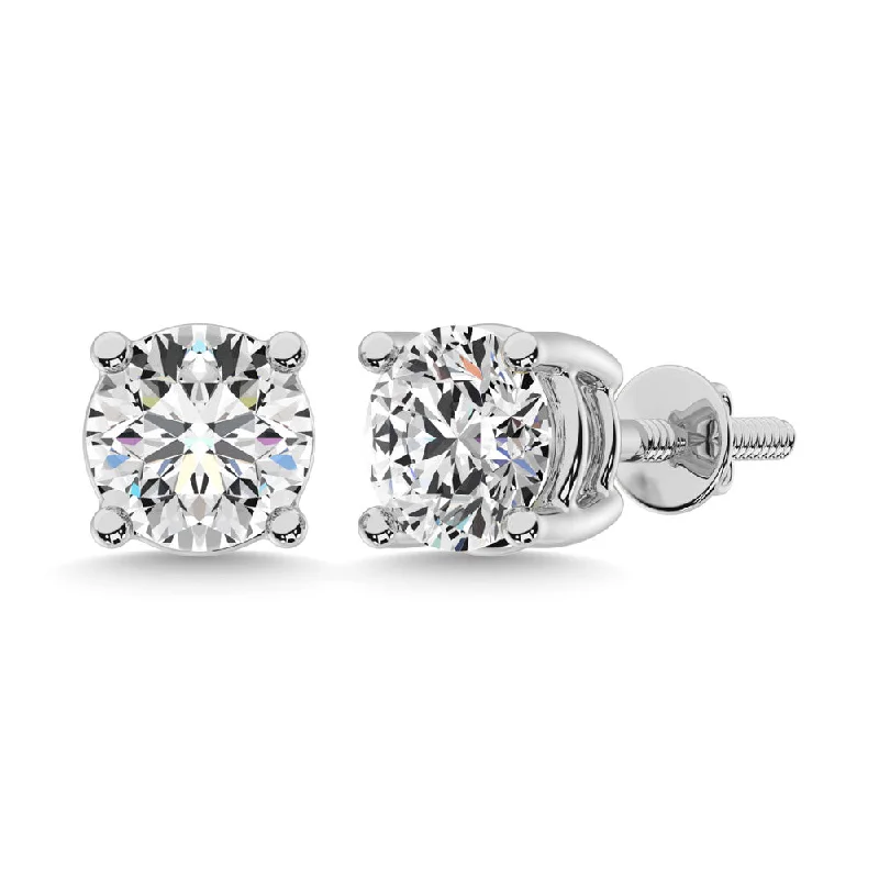 ladies white gold earrings twists -14K White Gold 1/5 CTW Premium Diamond Stud Earrings