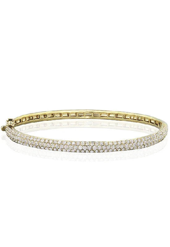 Ladies journey quest bracelets -14K Yellow Gold Pave Classica Diamond Bangle, 3.15 TCW