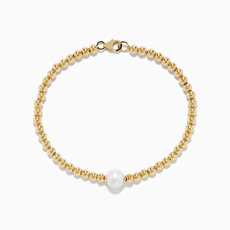 Ladies animal spirit bracelets -14K Yellow Gold Cultured Fresh Water Pearl Beaded Bracelet