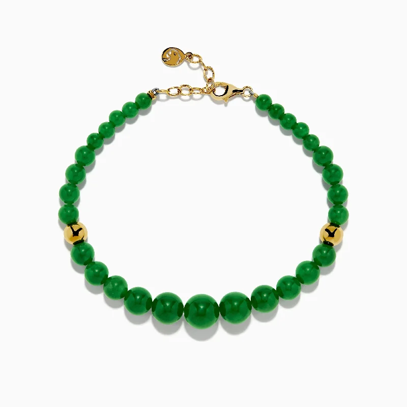 Ladies velvety smooth bracelets -14K Yellow Gold Graduated Jade Bracelet