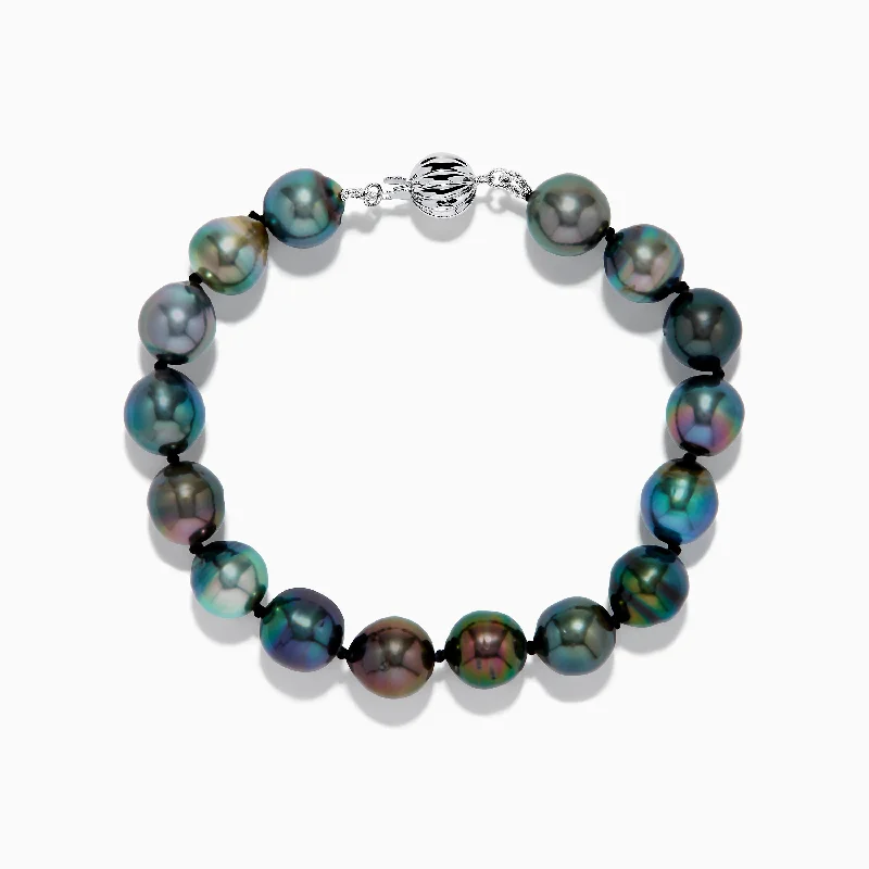 Ladies Celtic weave bracelets -14K White Gold Tahitian Pearl Bracelet