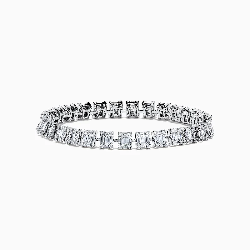 Ladies rhinestone flash bracelets -Classique 14K White Gold Diamond Tennis Bracelet