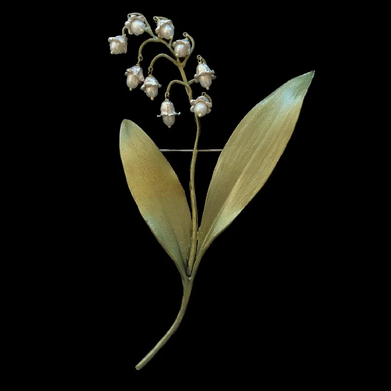 ladies leather brooch with details -Lily of the Valley Brooch - Exclusive