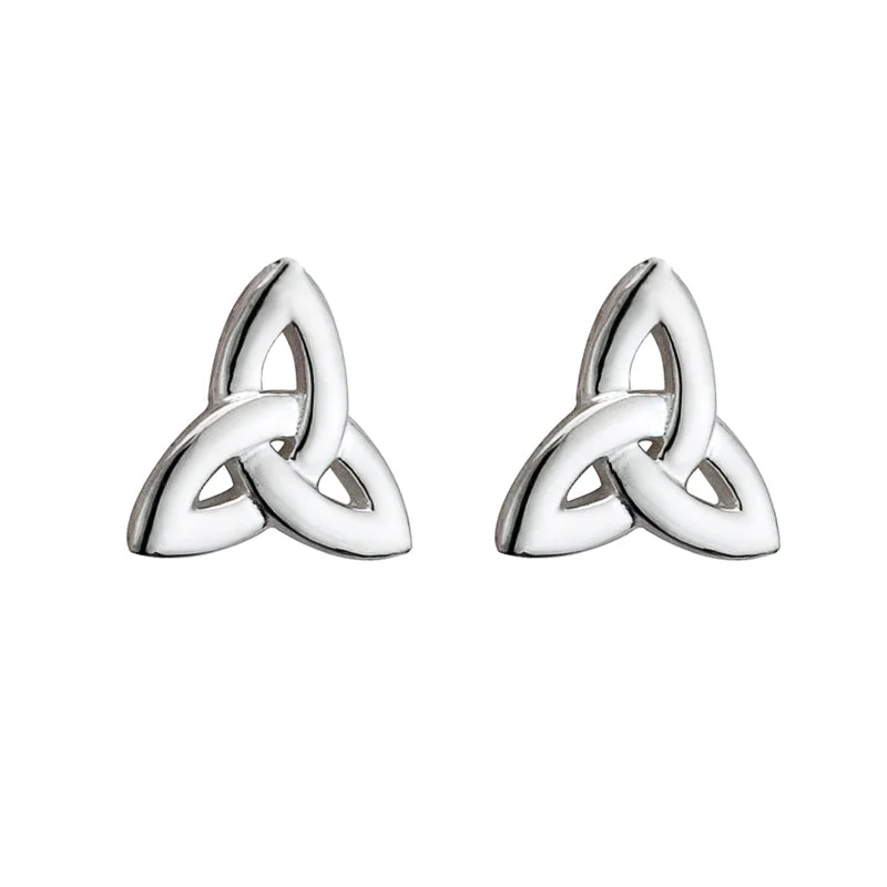 silver earrings for women floral motifs -Sterling Silver Trinity Knot Earrings