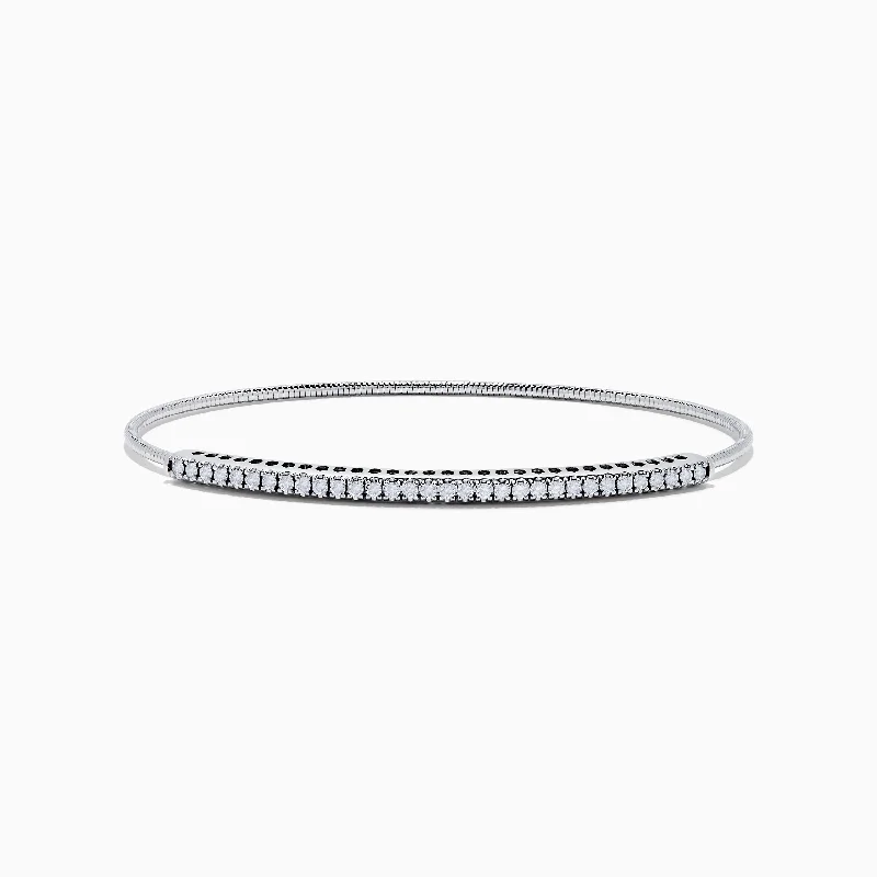 Ladies gothic edge bracelets -14K White Gold Flexible Diamond Bangle