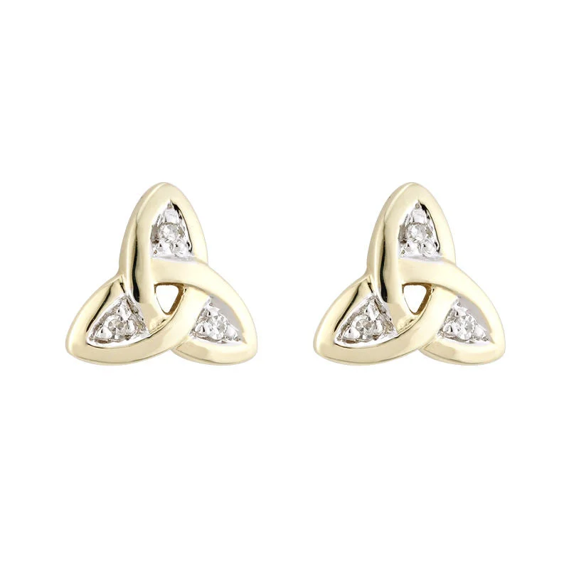 minimalist line earrings for women -14K Trinity Knot Diamond Stud Earrings