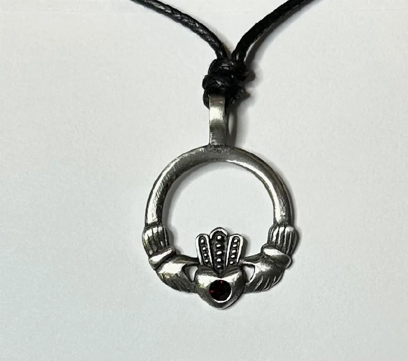 Seasonal flair necklaces -Birthstone Celtic Claddagh Pewter Choker Necklace by Woods Celtic Jewellery