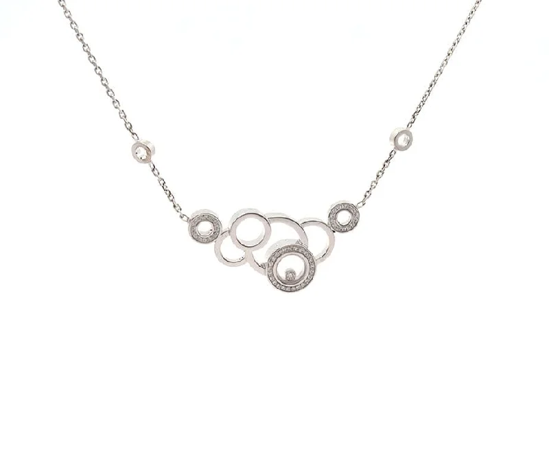 Slim sparkle necklaces -Chopard Happy Diamond 0.30ctw Diamond Bubble Pendant Necklace in 18K W/Box