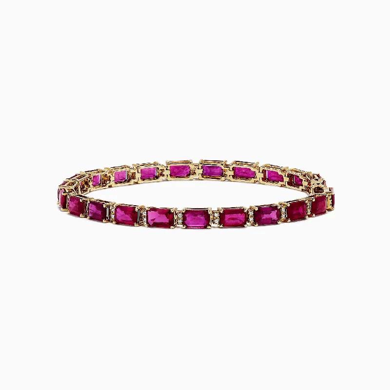 Ladies pastoral glow bracelets -14K Yellow Gold Ruby and Diamond Bracelet, 14.97 TCW