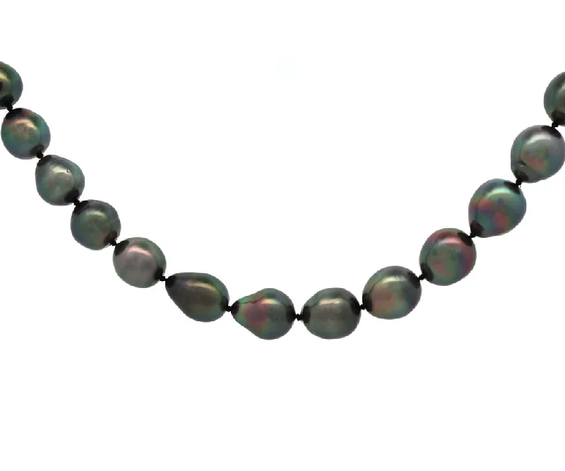 Animal spirit necklaces -8.5 – 11.0MM Tahitian Baroque Pearl Graduated Strand Necklace in 14K