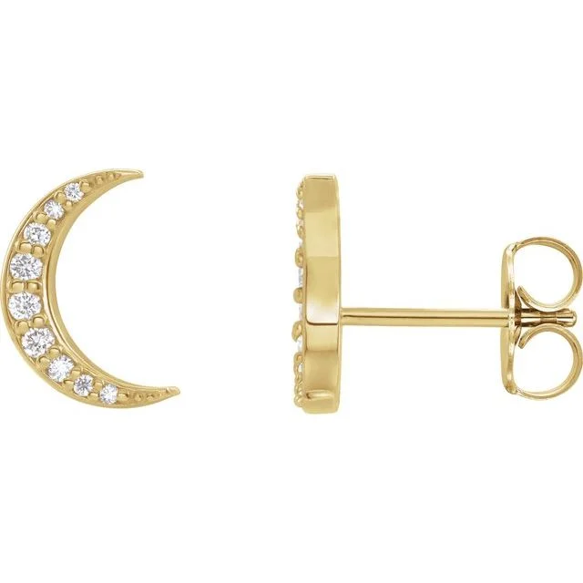 long dangling earrings for women -14K Gold 1/10 CTW Natural Diamond Crescent Moon Earrings