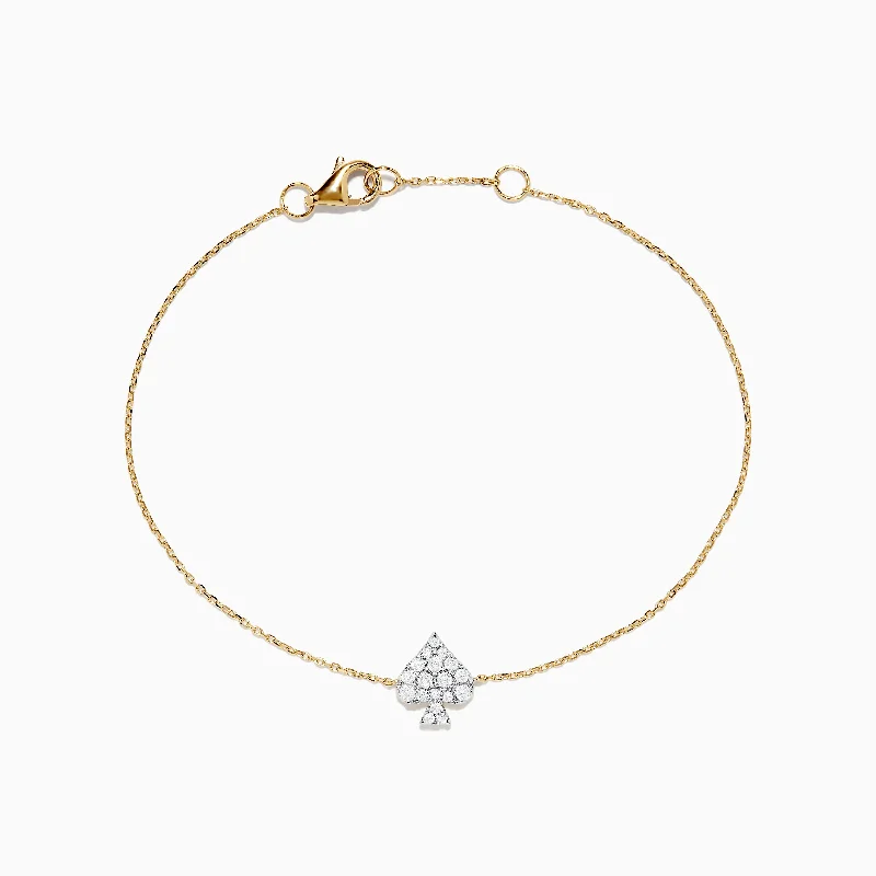 Ladies braided cord bracelets -Casino 14K Yellow Gold Diamond Spade Suit Bracelet