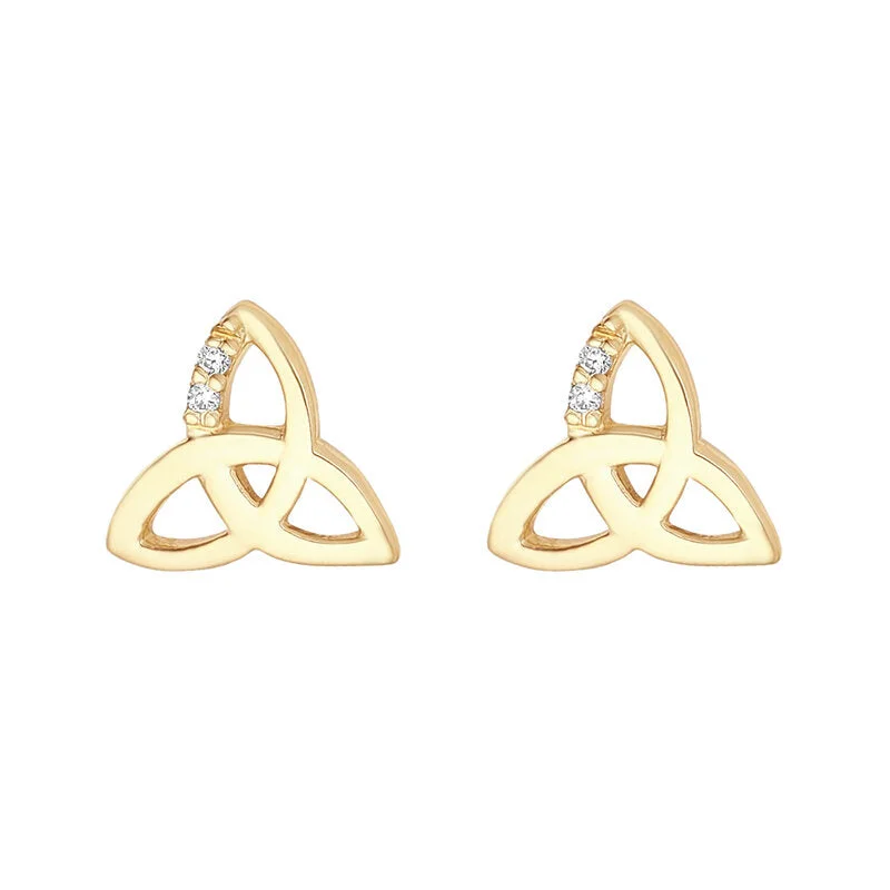 rose gold square earrings for women -10K Gold Trinity Earrings