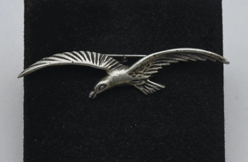 floral brooch for women vintage -Vintage Handmade Silver Seagull Brooch