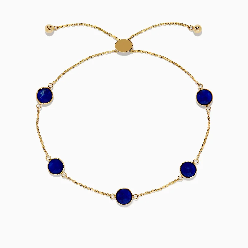 Ladies rhinestone flash bracelets -14K Yellow Gold Lapis Lazuli Bracelet, 4.40 TCW