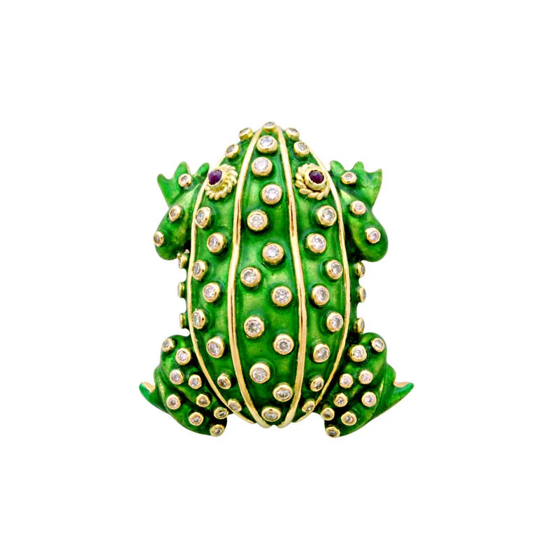 wave pattern brooch for women -Brooch-Ruby and Diamond (Enamel)