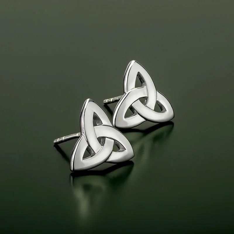 statement earrings for women bold -Sterling Silver Trinity Stud Earrings