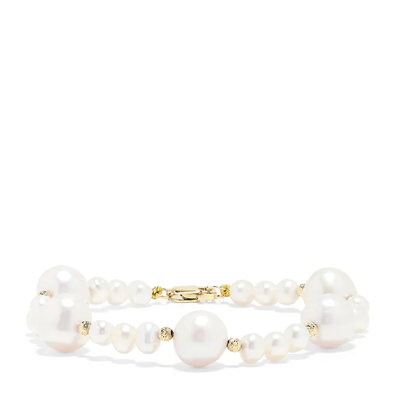 Ladies dog bone bracelets -14K Yellow Gold Cultured Freshwater Pearls Bracelet