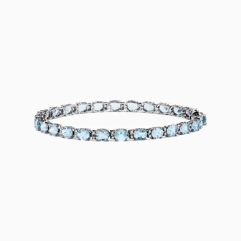 Ladies tight fit bracelets -Aquarius 14K White Gold Aquamarine Tennis Bracelet 8.23 TCW