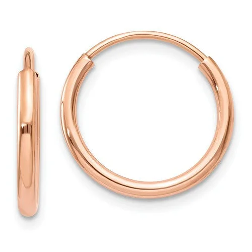 chain fringe earrings for women -14k Rose Gold 14mm x 1.5mm Endless Tube Hoop Earrings