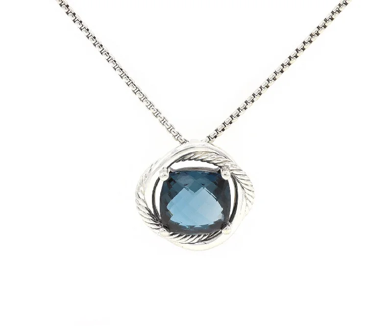 Legacy bond necklaces -David Yurman Blue Topaz Infinity Cable Pendant Necklace in Sterling