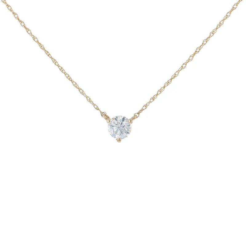 Calm shine necklaces -Yellow Gold Solitaire Diamond Necklace