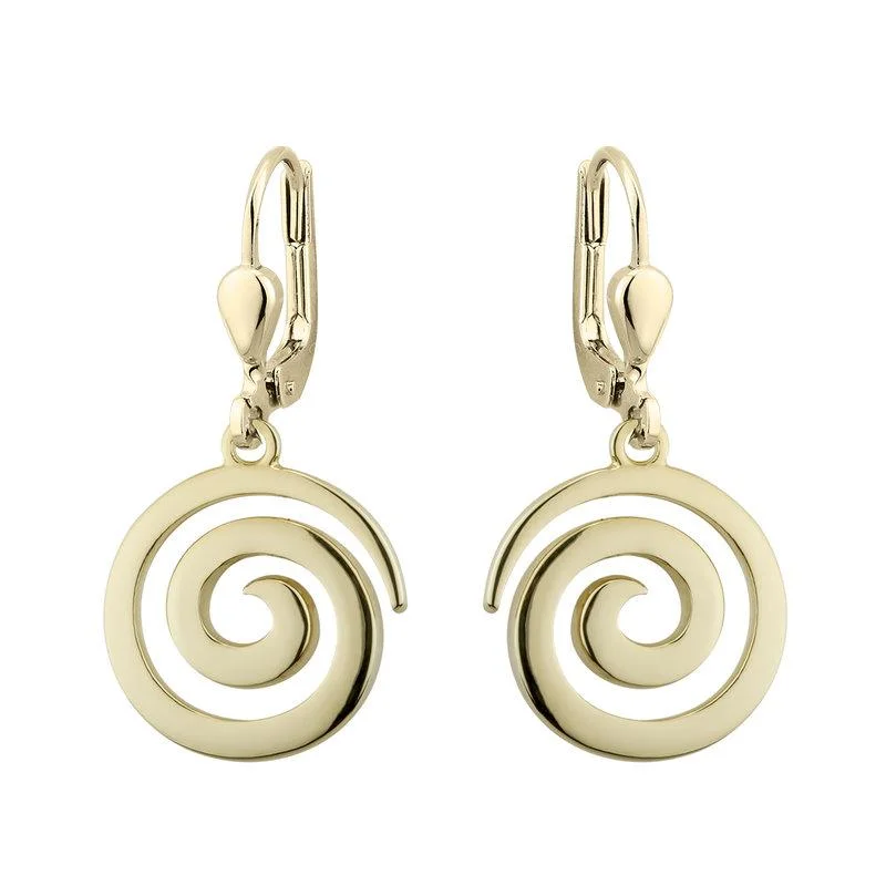 ladies gold earrings sun designs -Gold Plated Swirl Drop Earrings