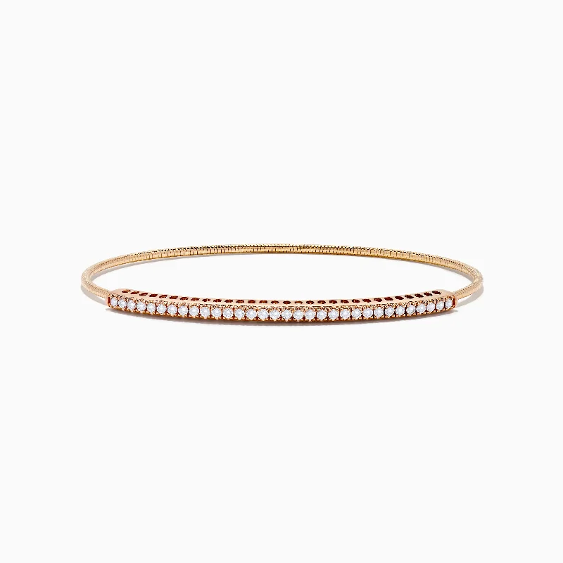 Ladies tight fit bracelets -14K Rose Gold Flexible Diamond Bangle