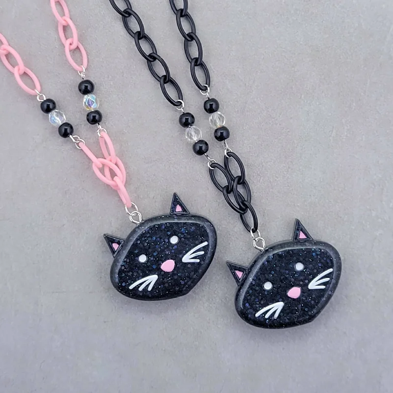 Designer crafted necklaces -Black Cat Necklace