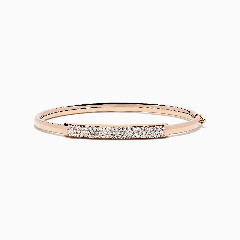 Ladies butterfly wing bracelets -14K Rose Gold Diamond Pave Bangle, 1.00 TCW