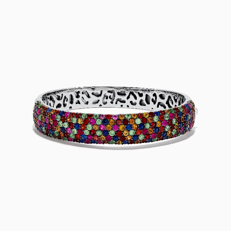 Ladies soothing jade bracelets -925 Sterling Silver Multi Sapphire Bangle