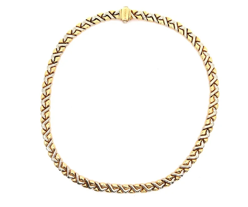 Solo stone necklaces -Chimento Polished Two Tone Woven Necklace in 18K