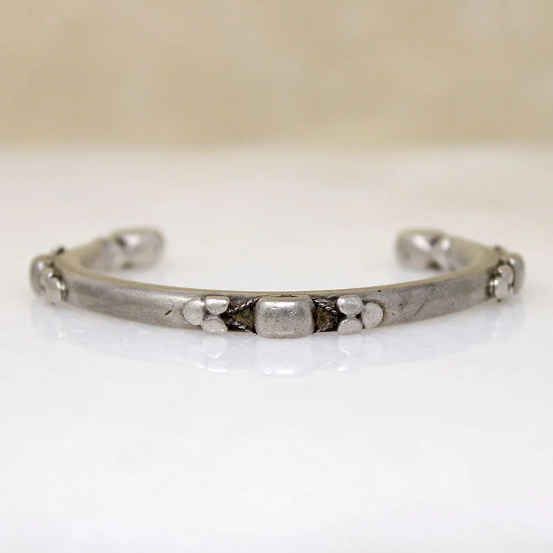 Ladies robust flair bracelets -Egyptian Beaded Silver Cuff Bracelet