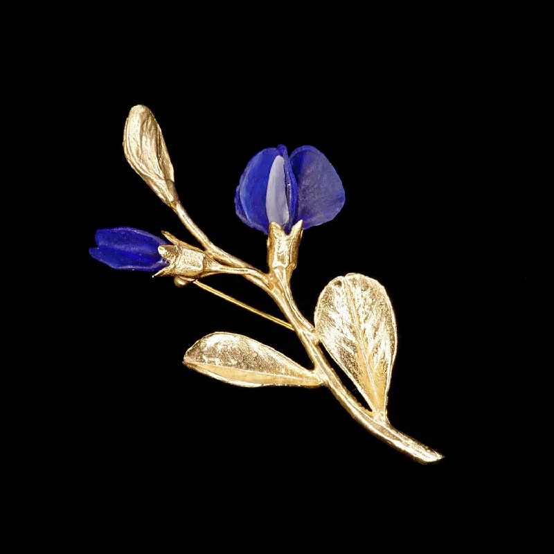 vintage gold tone brooch for women -Fine False Indigo Brooch