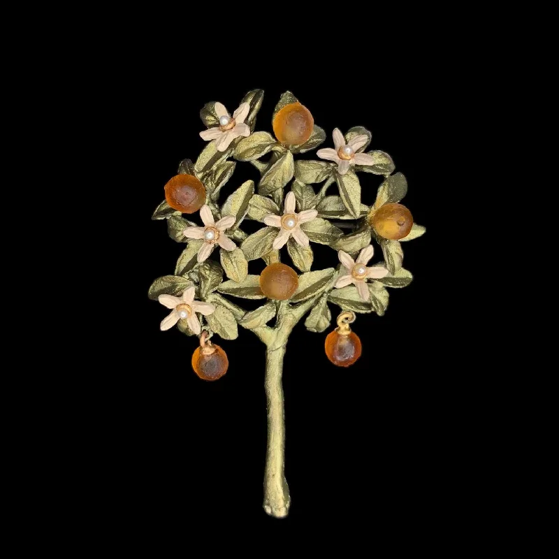 vintage engraved brooch for women -Dainty Orange Blossom Brooch