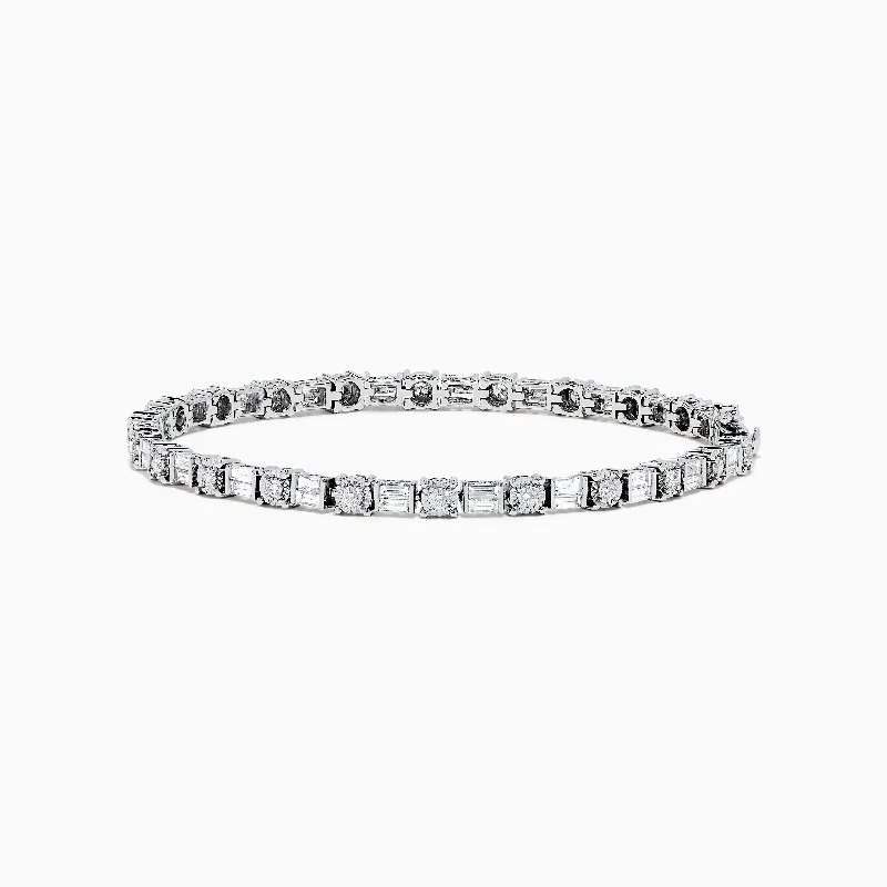 Ladies glass shine bracelets -Classique 14K White Gold Diamond Tennis Bracelet 2.08 TCW