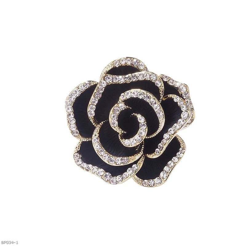 ladies gold brooch butterfly motifs -Small fragrant camellia brooch