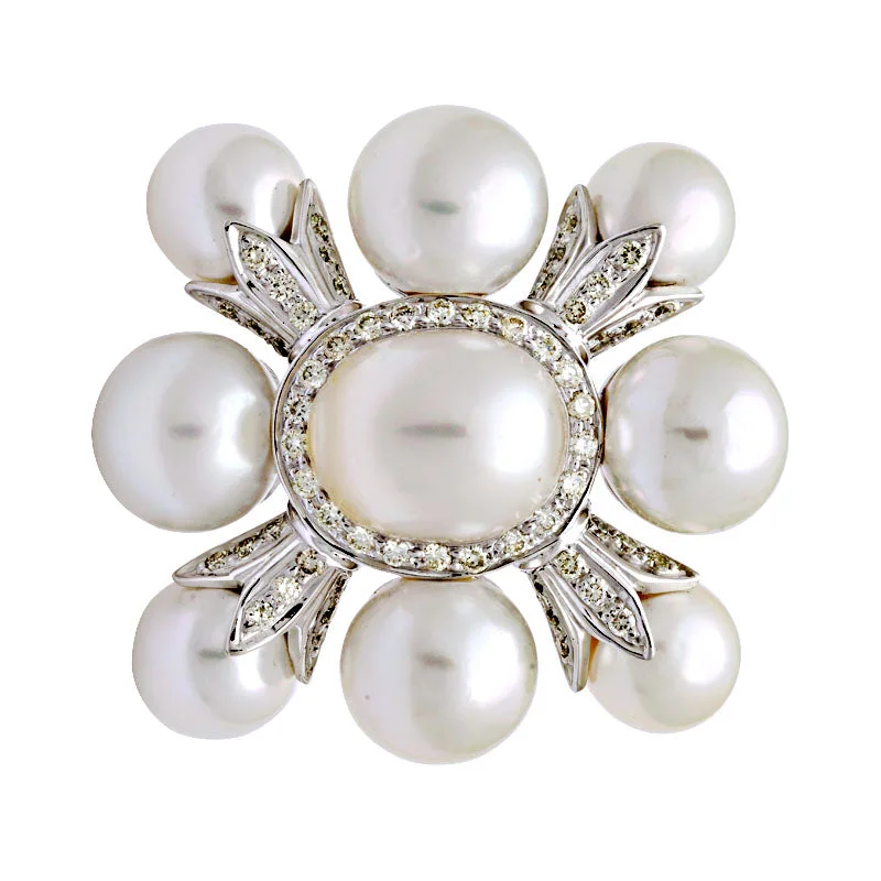 ladies gem brooch family themes -Brooch-South Sea Pearl and Diamond