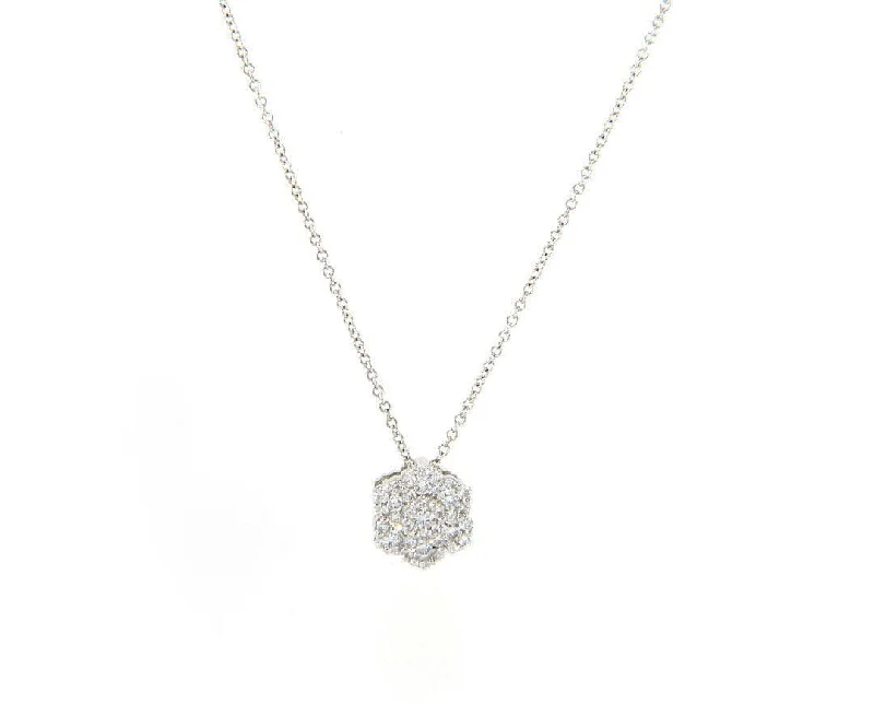 Yoga harmony necklaces -0.40ctw Diamond Hexagon Cluster Pendant Necklace in 18K