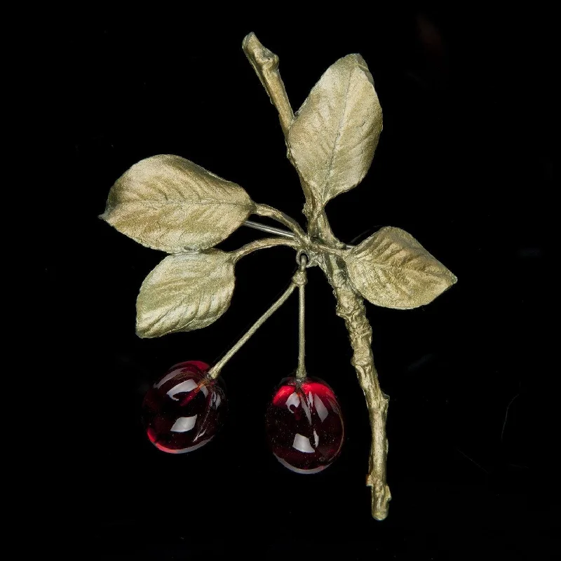 polished finish brooch for women -Morello Cherry Brooch