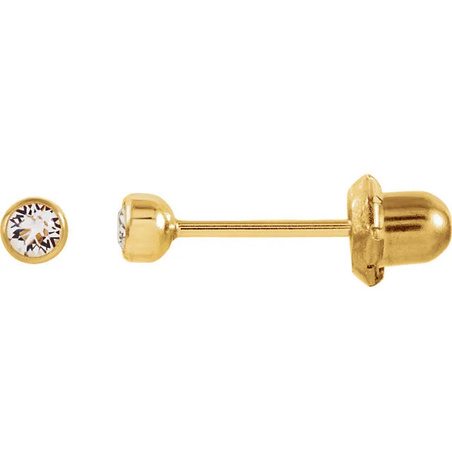 ladies formal earrings evening wear -14K Yellow Gold Imitation Crystal Piercing Earrings