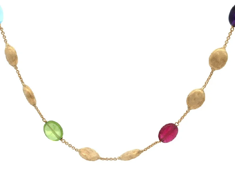 One-of-a-kind necklaces -Marco Bicego Mixed Gemstone Station Necklace in 18K