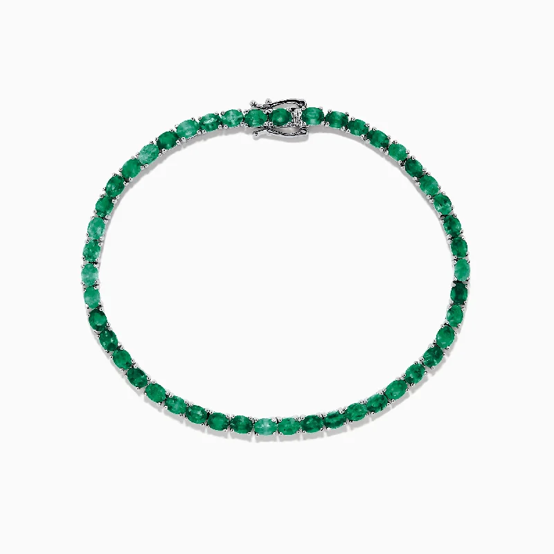 Ladies subtle whisper bracelets -925 Sterling Silver Emerald Tennis Bracelet, 6.99 TCW