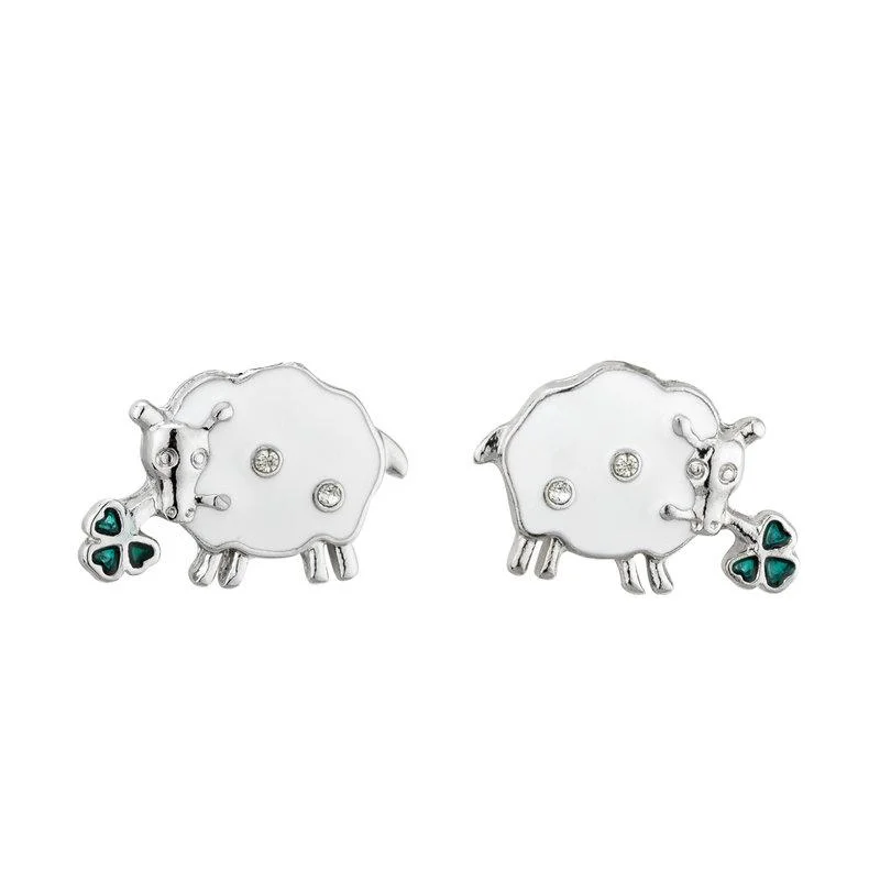 oxidized gold earrings for women -Crystal Sheep Stud Earrings